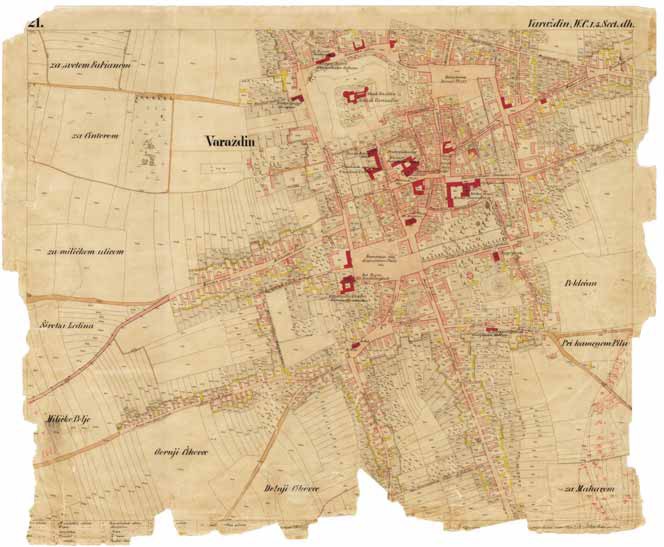 The original coloured cadastral map of Varaždin from 1860