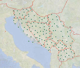 Layout of stations of GNSS permanent networks in analyzed countries