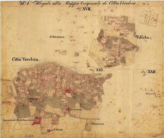 The cadastral map of the Stari grad, 1834